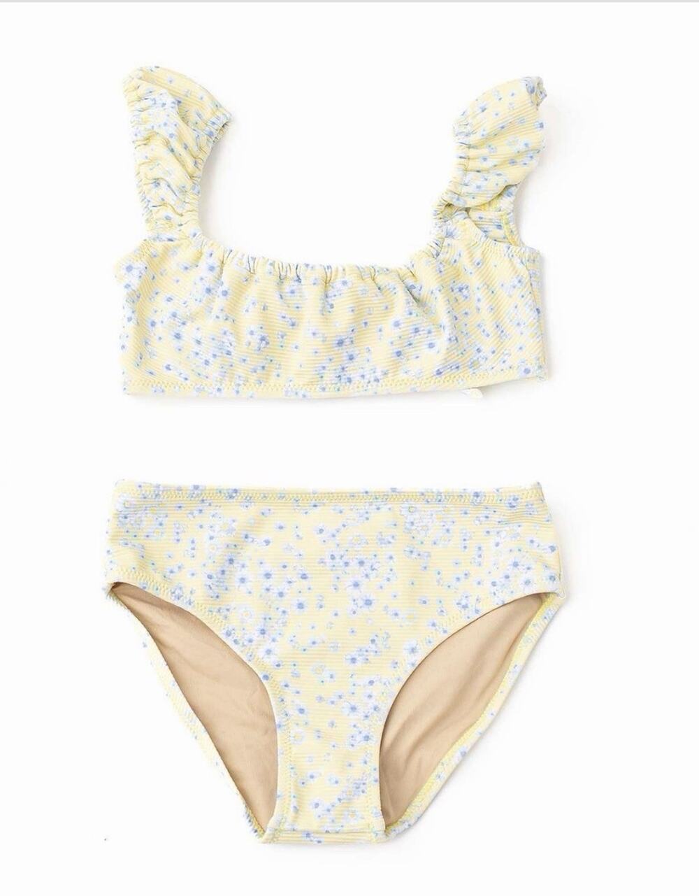 NWT SHADE critters Butter Blooms Girls Cap Sleeve Two Piece Swimsuit size 7 (x9)